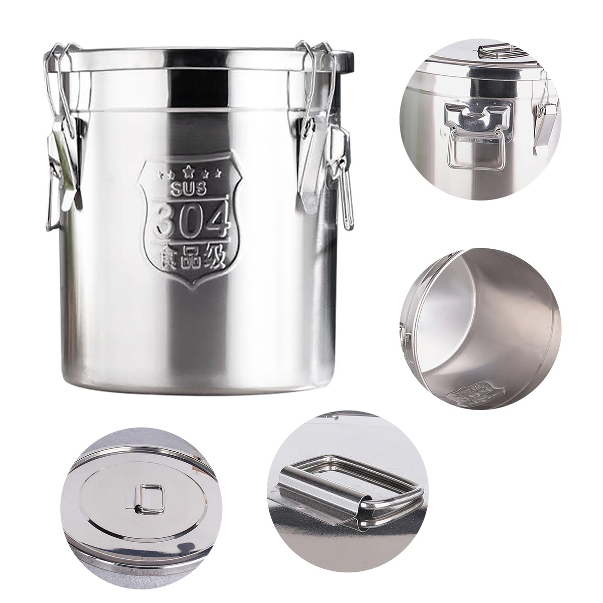 6l/12l Stainless Steel Cereal Container Rice Oil Storage