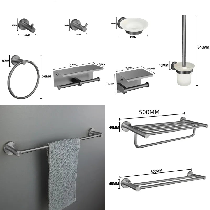 Gray Bathroom Hardware Cup Rack Towel Rack Toilet