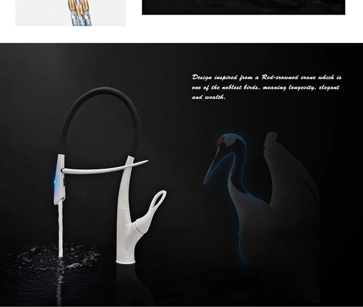 Modern Luxury Black Brass Faucet Pull-Out Magnetic Suction