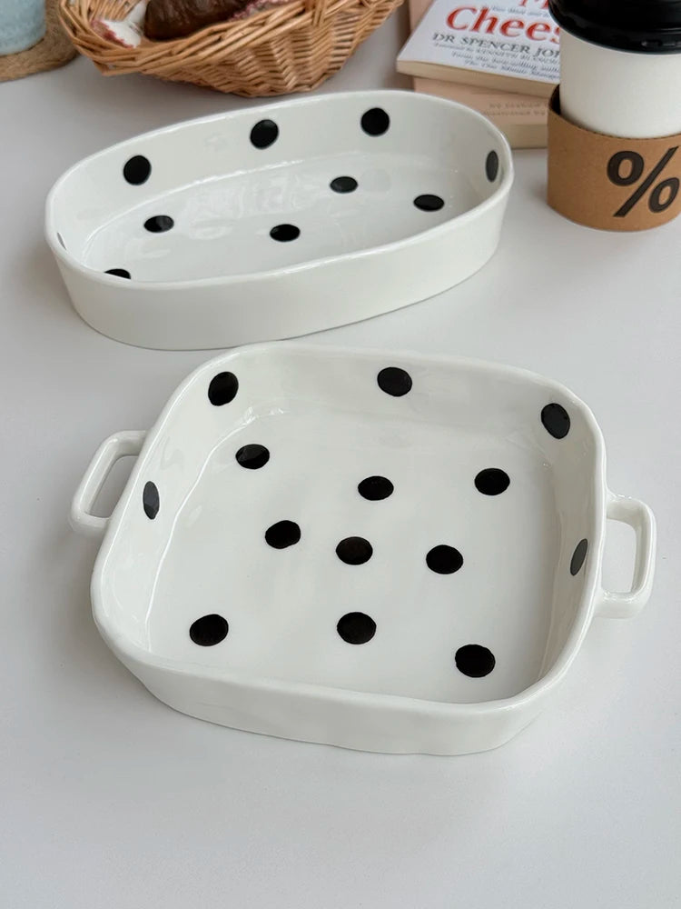 Hebden Style Creative Irregular Ceramic Diningware Black White