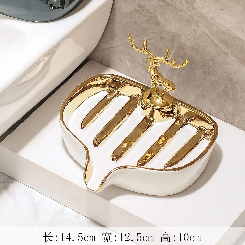Ceramic Soap Box Soap Dish Bathroom Supplies Drain