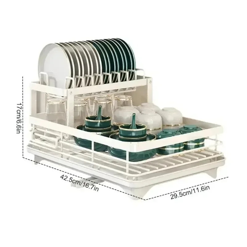 Adjustable Dish Drying Rack Drainboard Organizer Plates Over