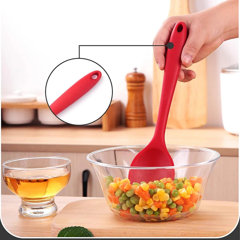2pcs Silicone Scoop Long Handle Soup Scoop Salad