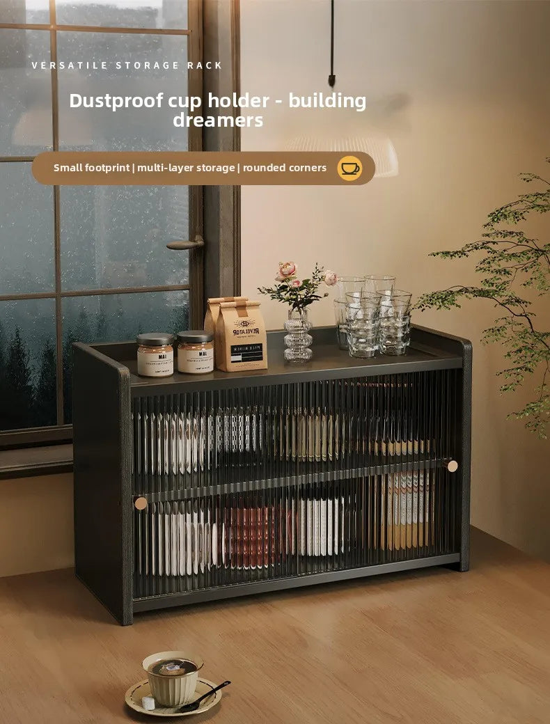 Desktop 2-Tier Countertop Storage Organizer Box Dustproof Fluted