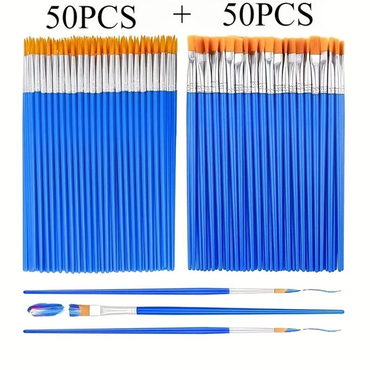 100pcs Brushes Wide Head Round Head Ergonomic Handle