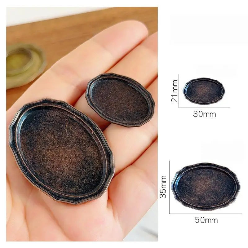 12 Dollhouse Mini Retro Oval Metal Dish Elegant