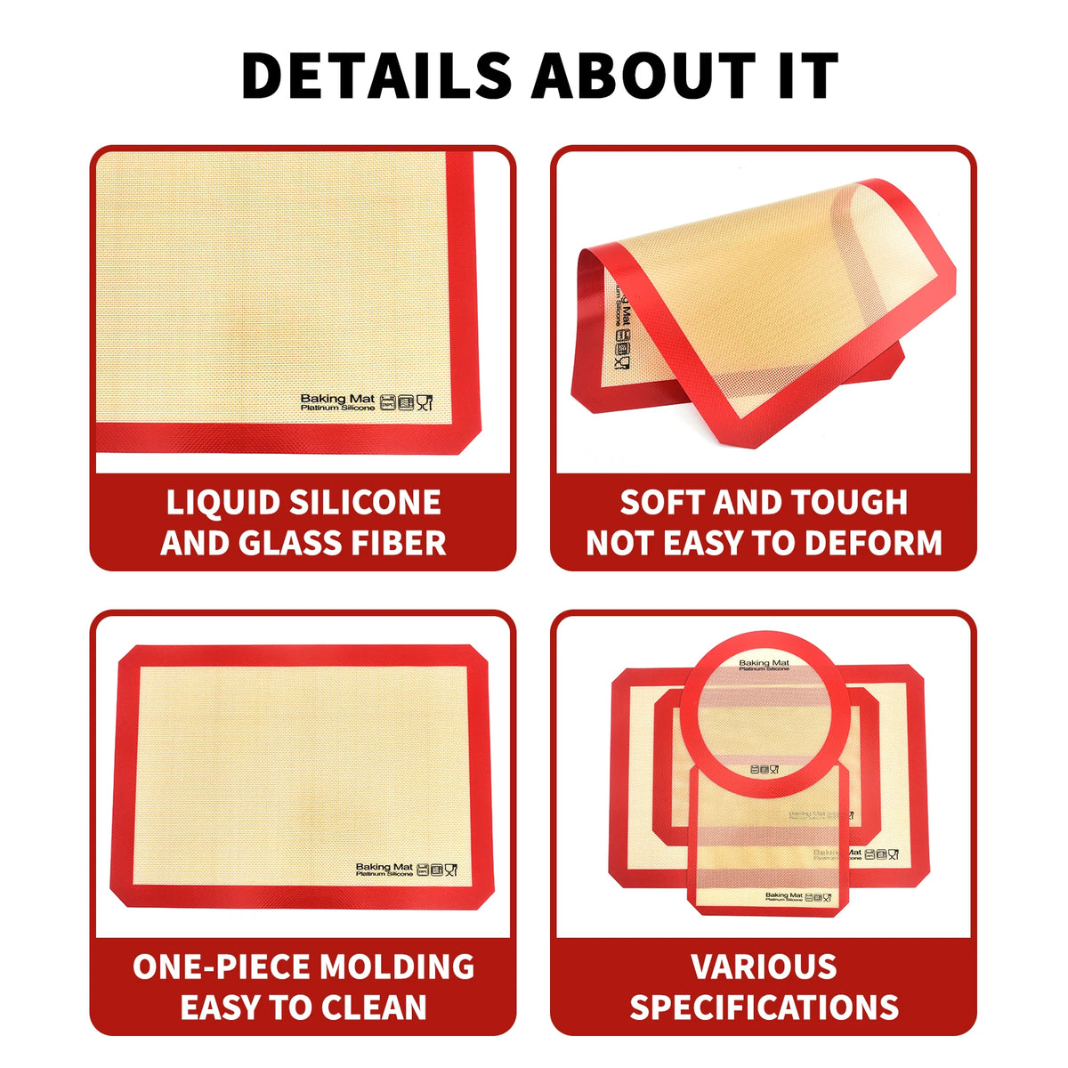 1pcs Silicone Baking Mat Rolling Kneading Oven Mat