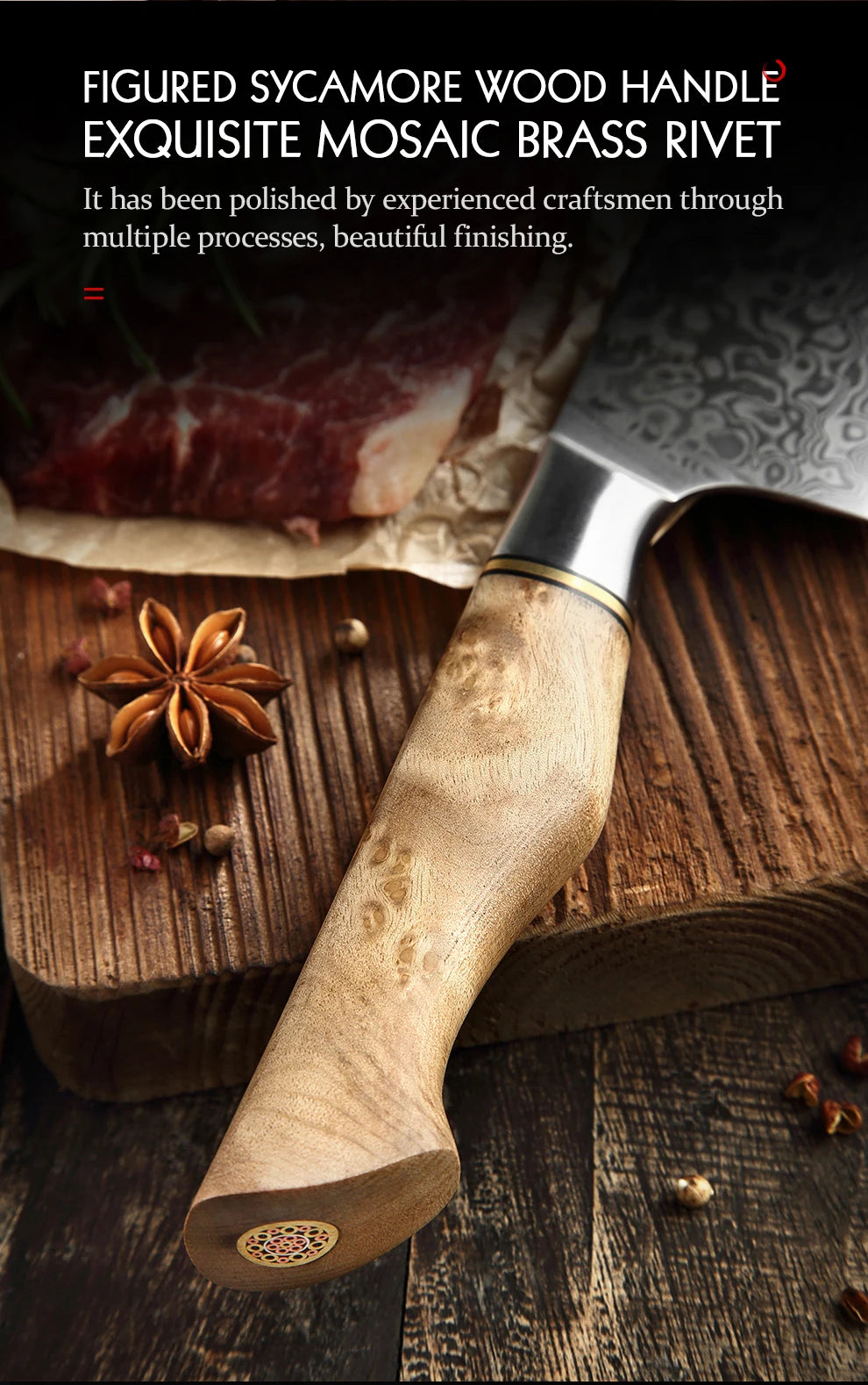 Hezhen Knife 1-7pc Damascus Steel Knives Chef Knife