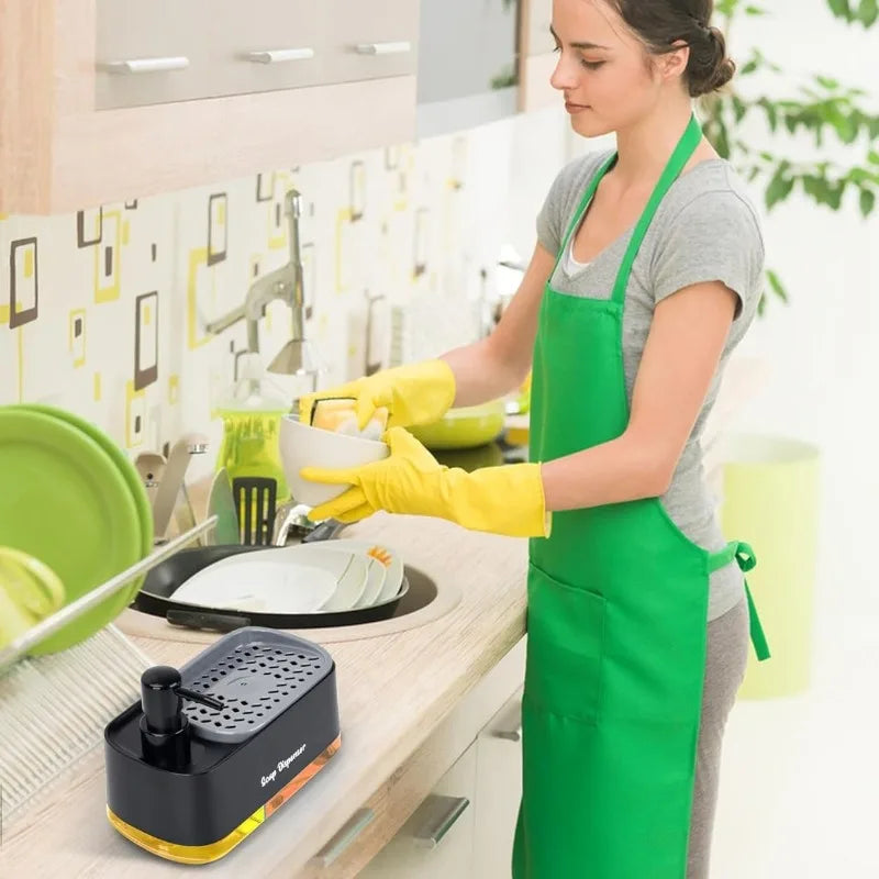 Dual Pump Soap Dispenser 3-In-1 Organizer Sponge Storage