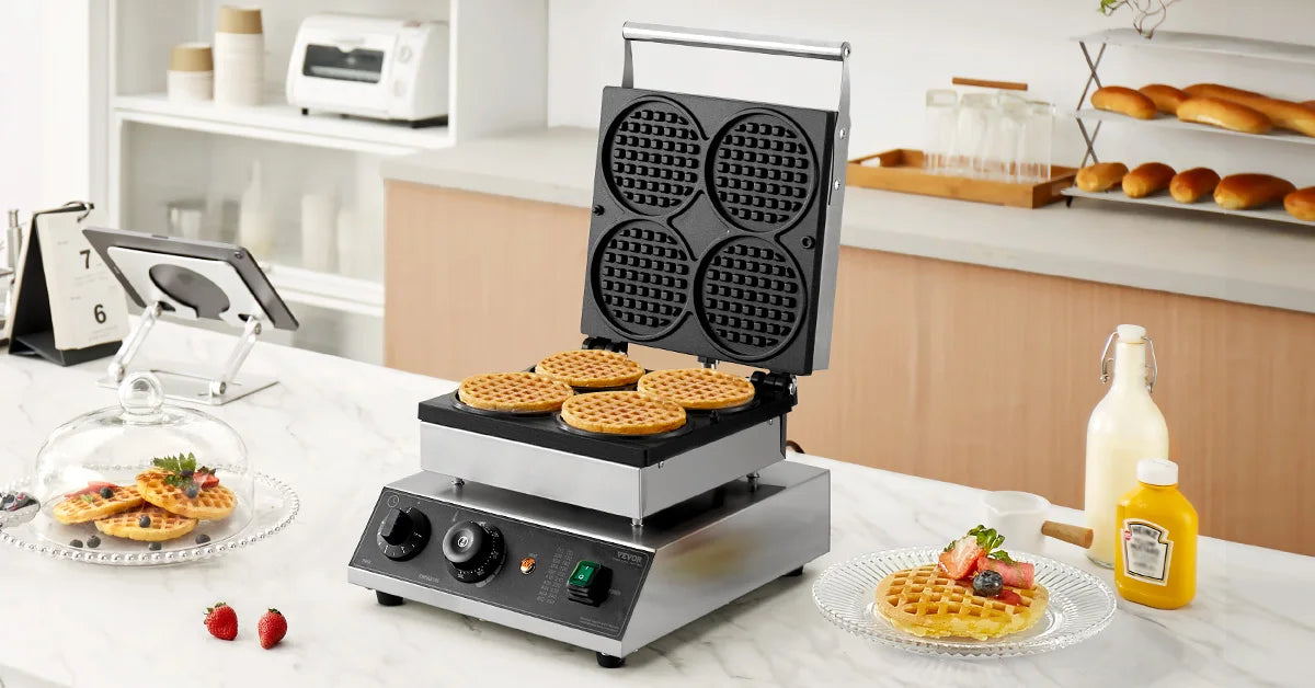 Succebuy Commercial Waffle Maker Round Waffle Baker Machine
