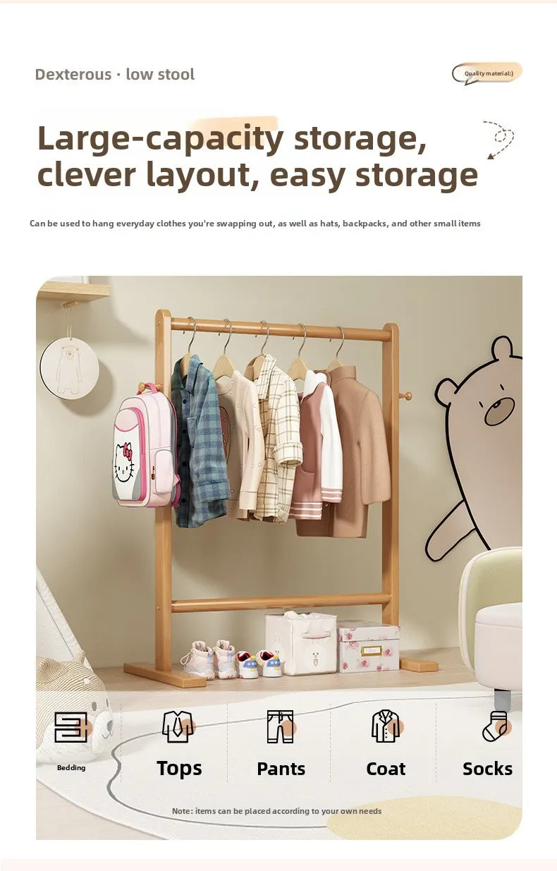 Small Bamboo Hat Rack Floor Hanging Clothes Rack
