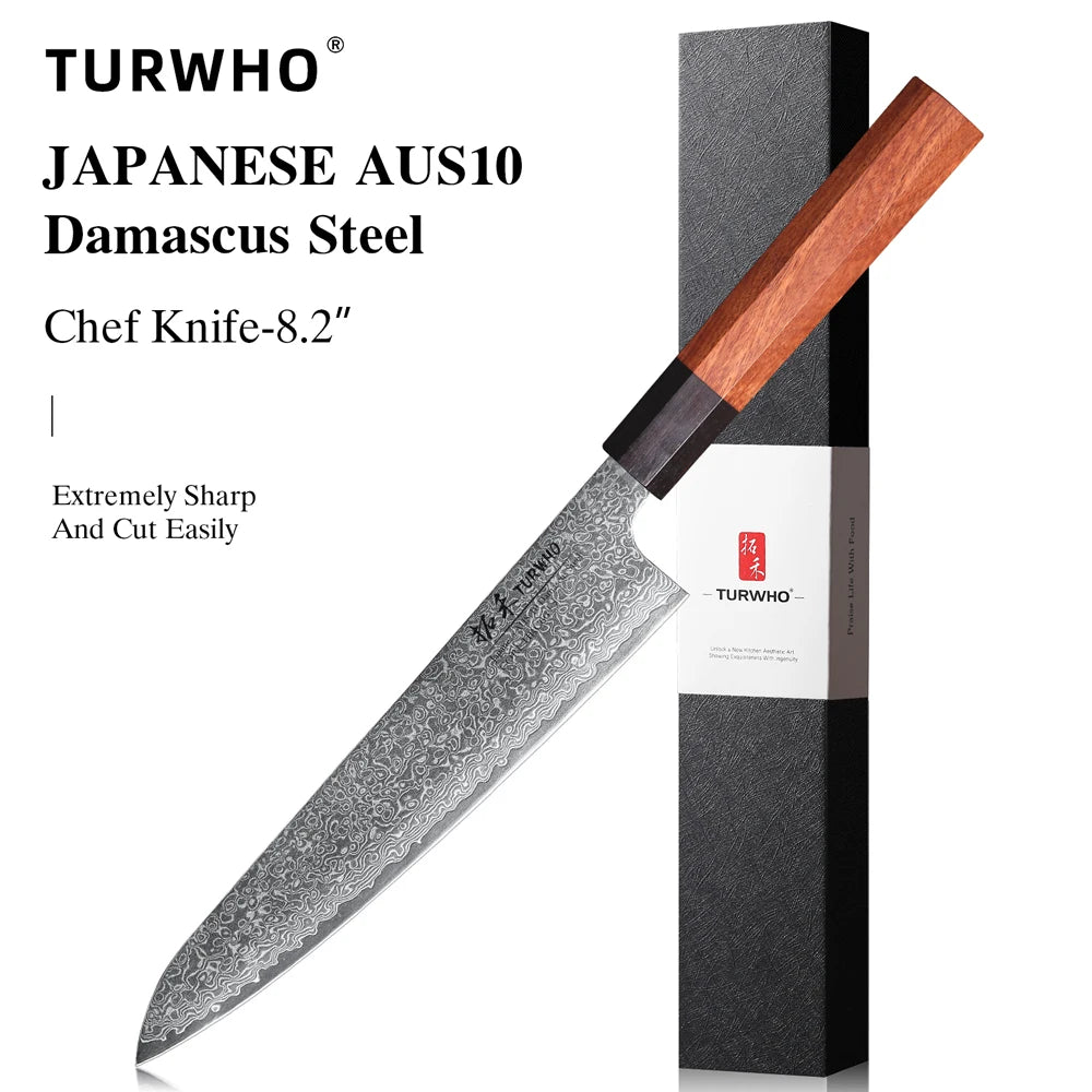 Turwho Hand Forged Japanese Chef Knife Damascus Steel