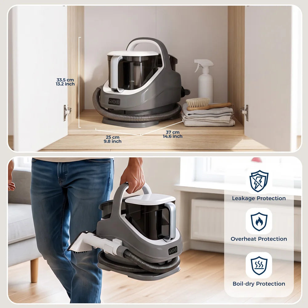 1300w Carpet Upholstery Cleaner 13kpa Suction 100 Steam
