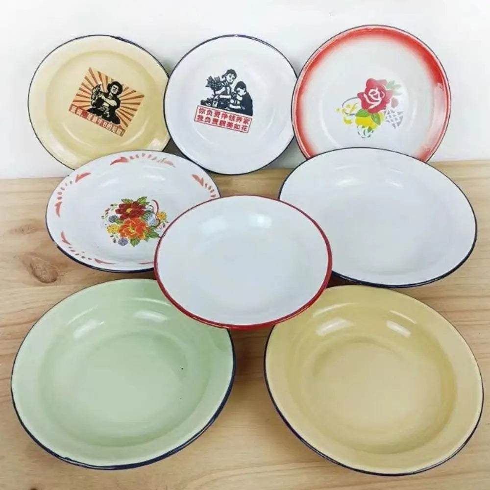 Iron Enamel Iron Enamel Dish Plate Old-Fashioned Nostalgic