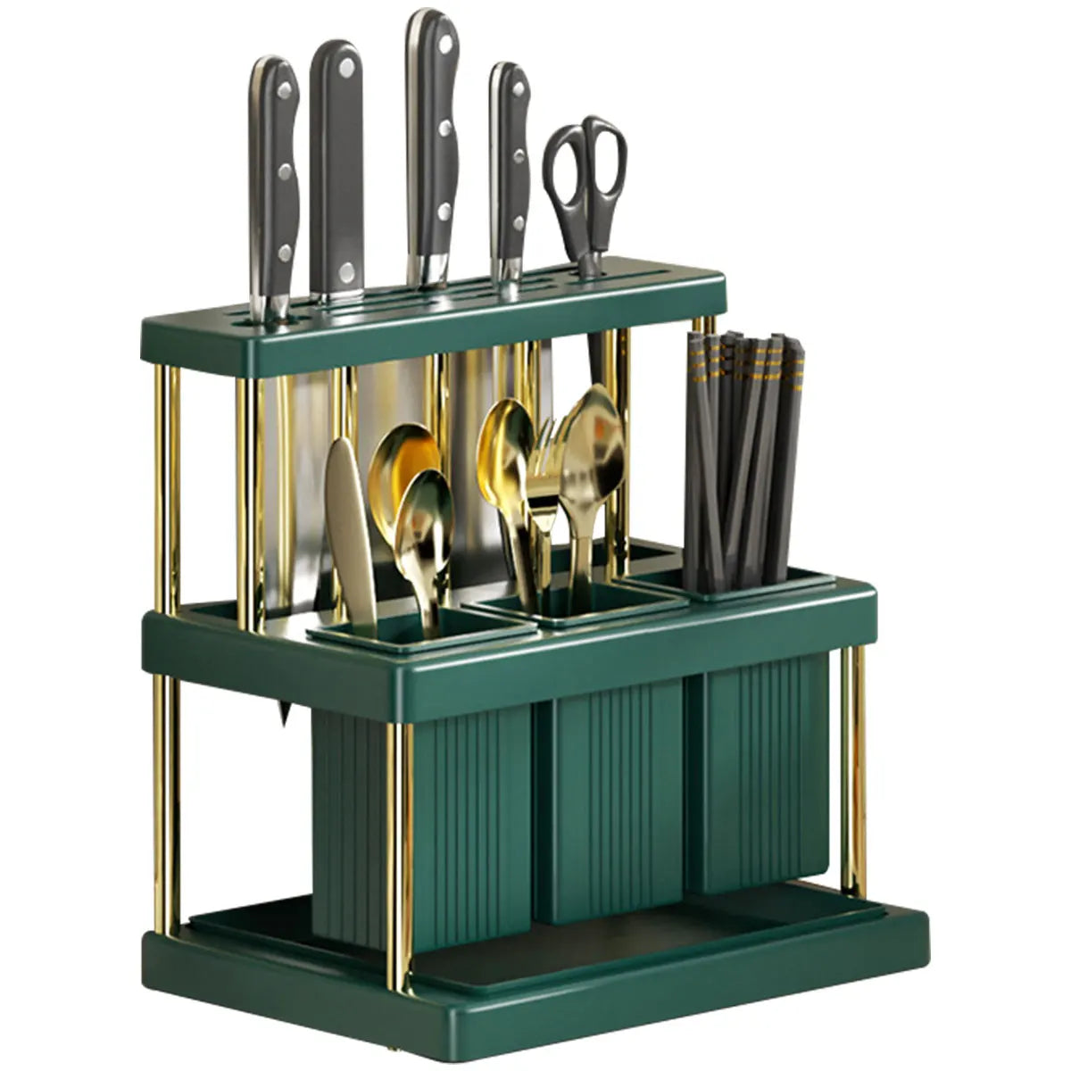 Knife Holder Multi-Function Cutter Cutlery Drainer Rack Pp