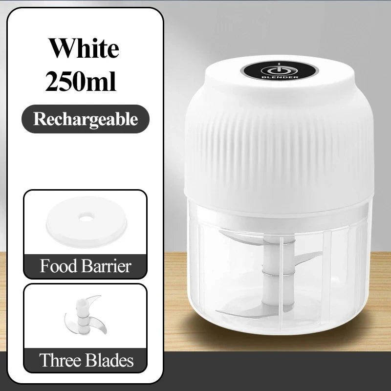 250ml Mini Wireless Usb Rechargeable Electric Vegetable Chopper