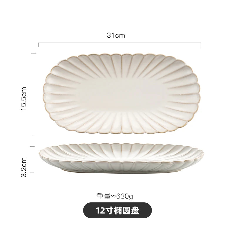 Nordic White Bowls Dinner Plates Ceramic White Glaze
