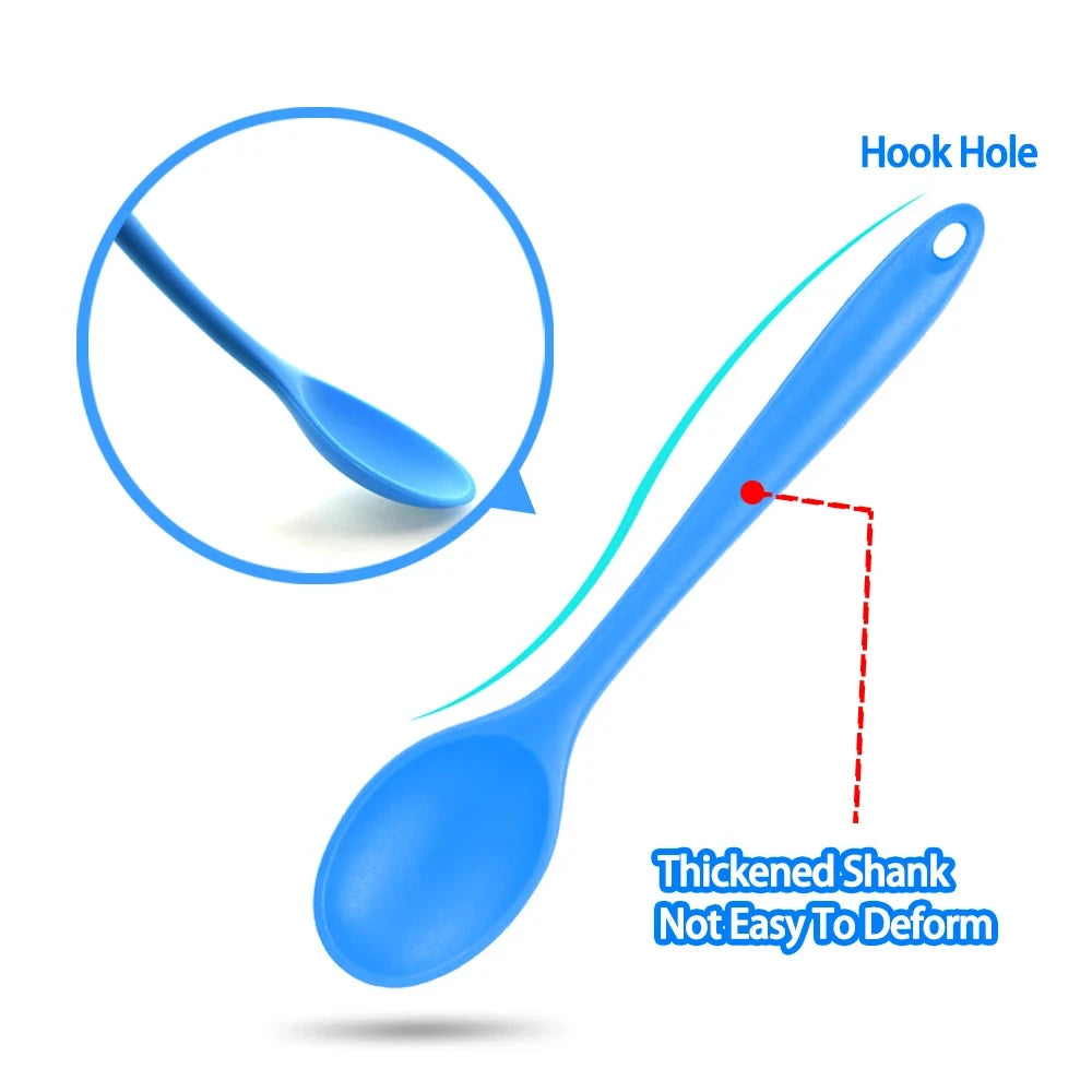 1pc Soft Silicone Spoon Stirring Long Handle Tableware