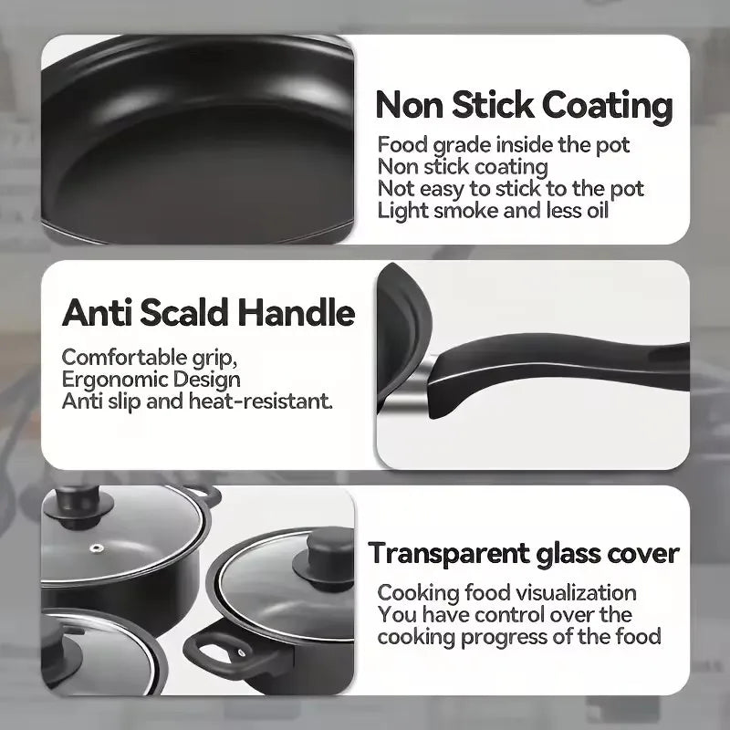 13-Piece Featuring Nonstick Induction Pots Frying Pan Cooking