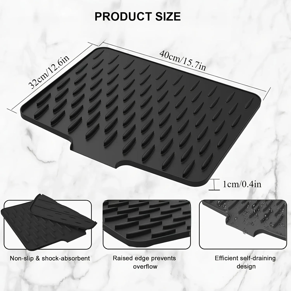 Silicone Drain Mat Built-In Drainage Design Easy To