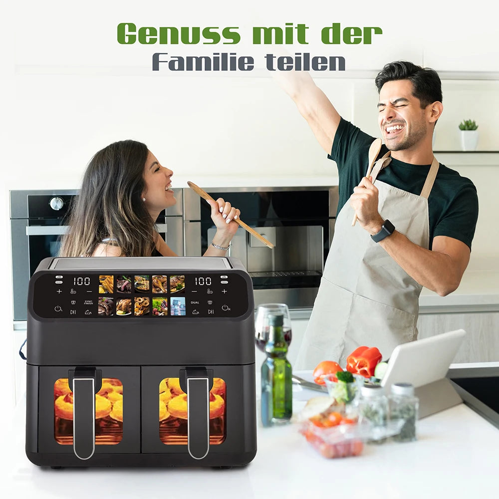 Air Fryer 10l Dual Basket Electric Oilless Cooker