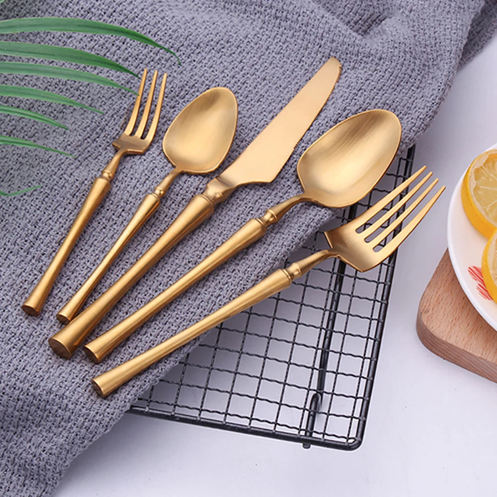 Pieces Knife Fork Spoon Gold Cutlery Complete Stainless