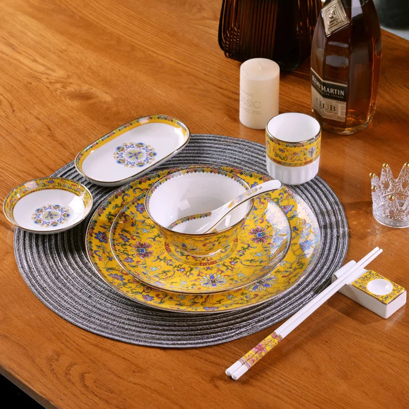 Jingdezhen Ceramic Bowl Dish Tableware Combination Palace Chinese