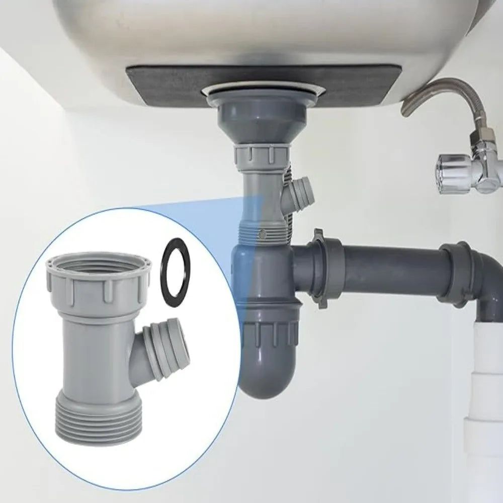 Sink Drain Pipe Adapter Rubber Gasket Deodorizing Three-Way