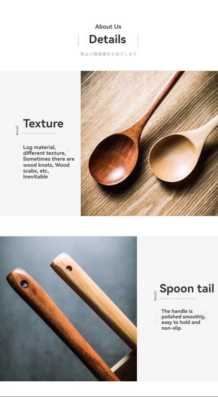 Long Wooden Teaspoons Cooking Utensils Soup Tea Honey