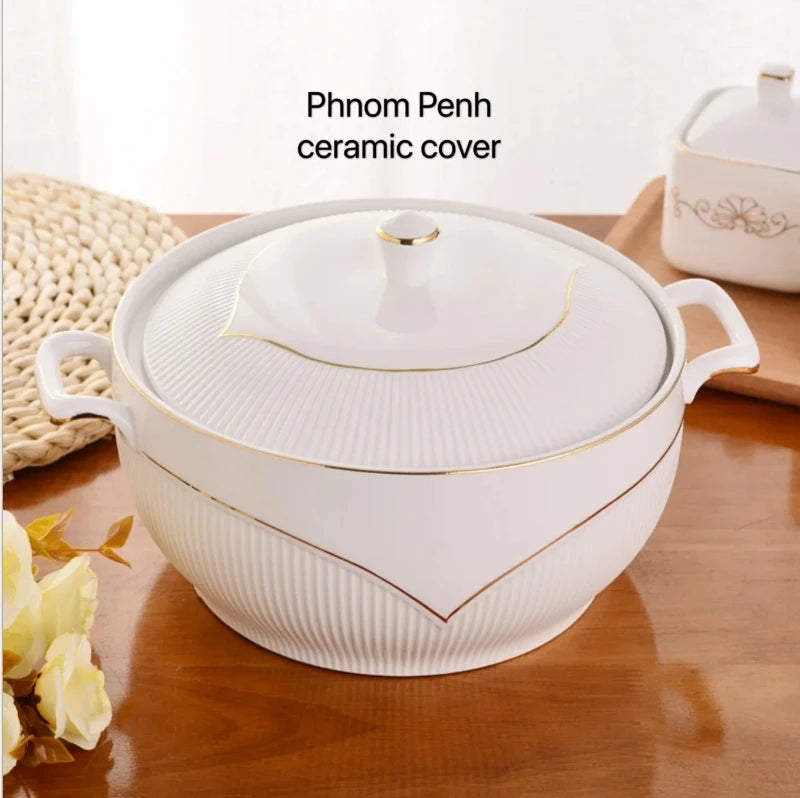 Ceramic Soup Pot Nordic Phnom Penh White Round