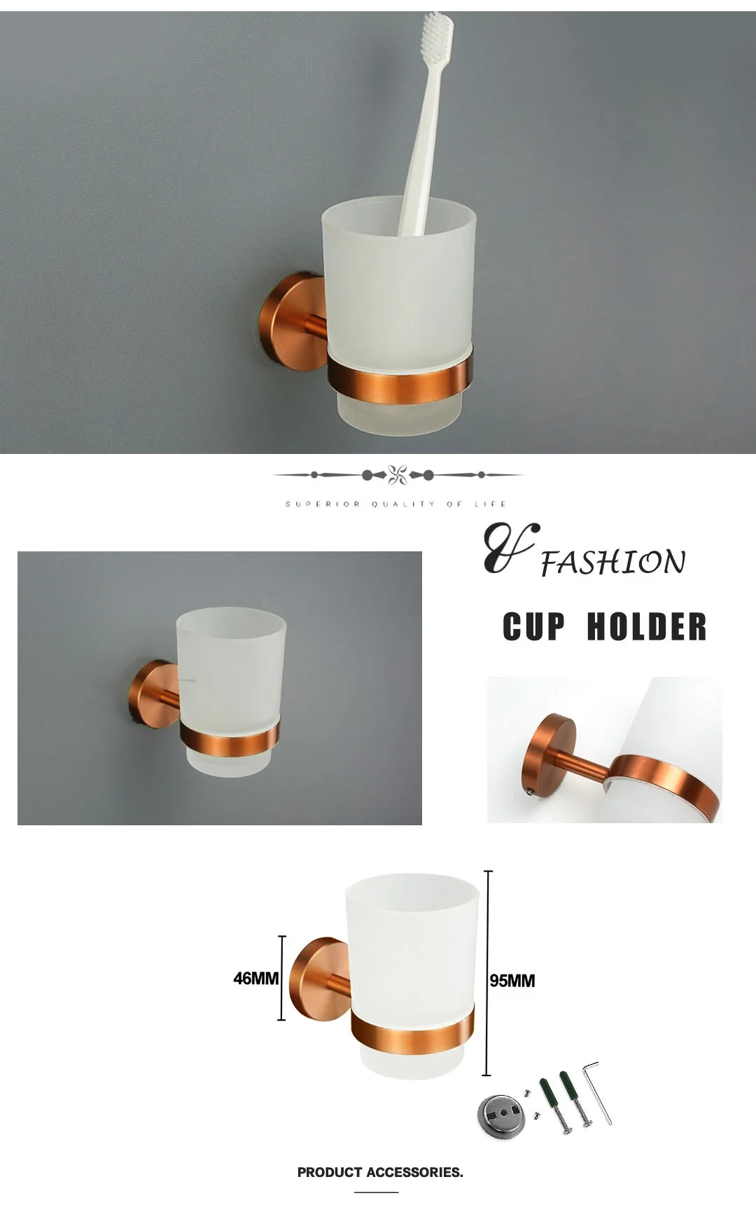 Brushed Rose Gold Bathroom Towel Rack Tissue Rack