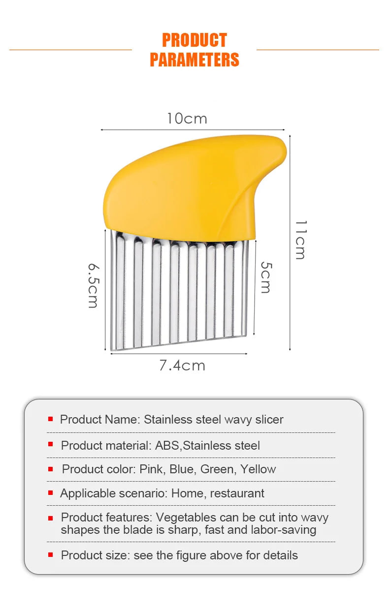 Potato Chip Slicer Vegetable Fruit Corrugated Wavy Knife