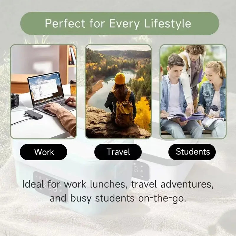 8000mah Electric Lunch Box Upgraded Water-Free Smart Heat