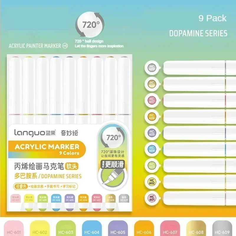 Languo 240/9 Colors Direct Liquid Acrylic Paint Pens