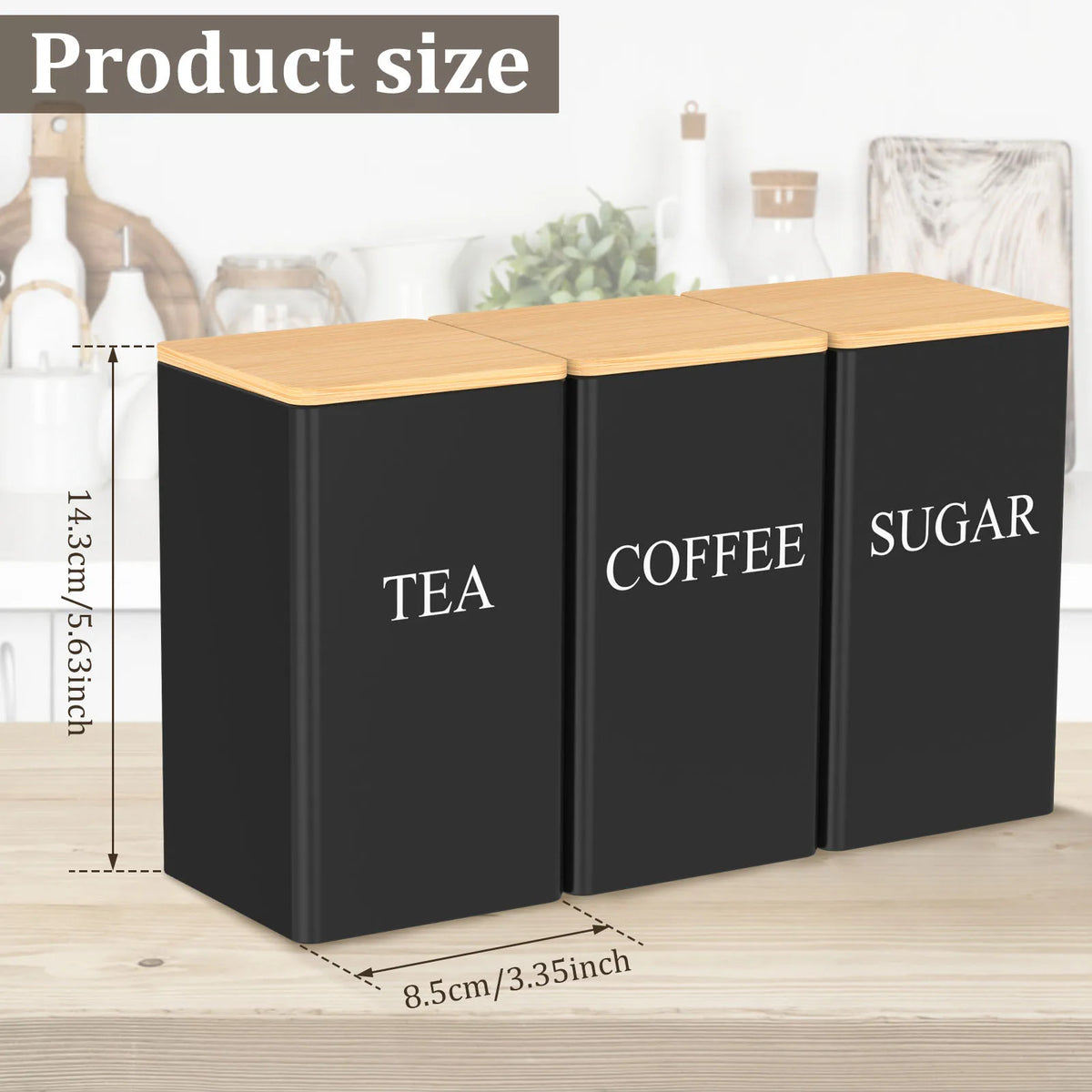 3pcs Coffee Bean Tea Sugar Jars Vacuum Sealed