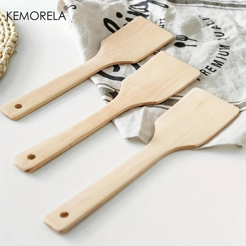 2pcs Natural Wooden Spatula Nonstick Cooking Food Frying
