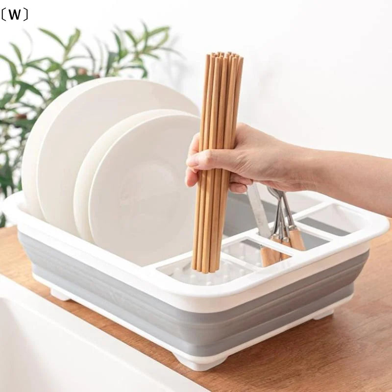 Collapsible Dish Drainer Space-Saving Dishes Drying Rack Bowls