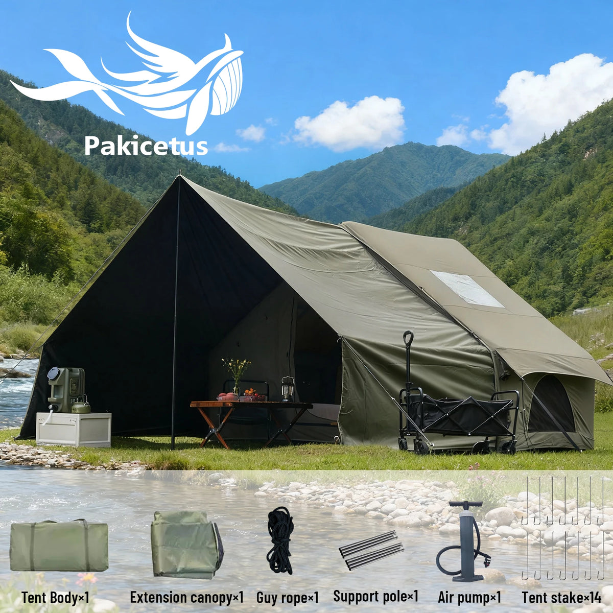 Pakicetus Inflatable Skylight Tent 4-6 Person Outdoor Family