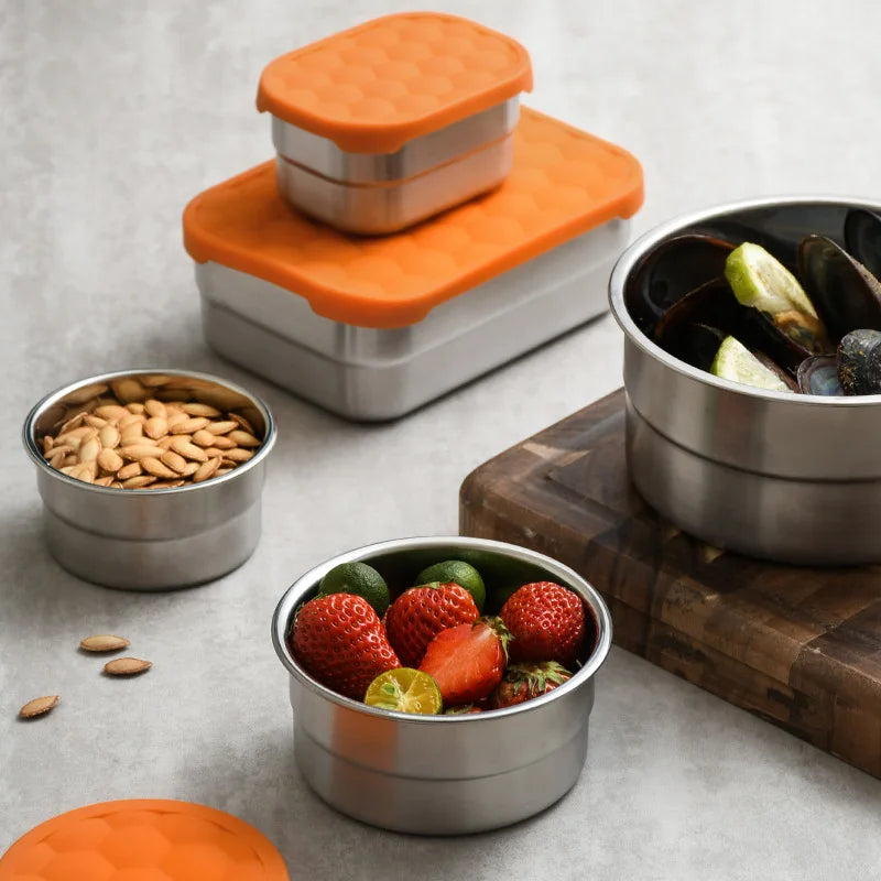 Stainless Steel Food Storage Box Silicone Lid Lunch