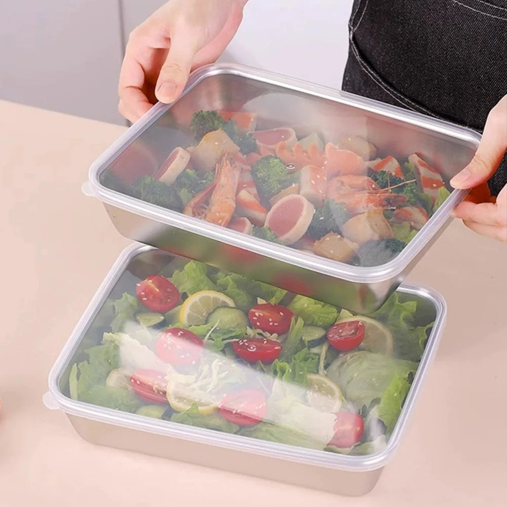Stainless Steel Square Plate Thickened Lunch Bento Box