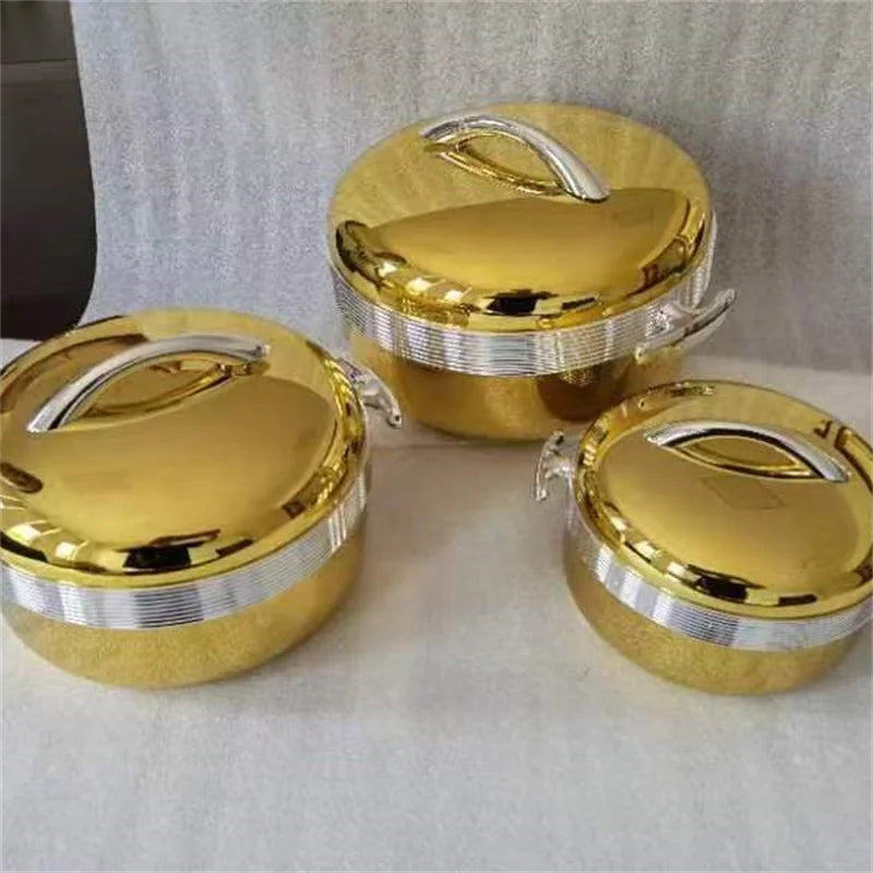3pcs/ Set/1/ 2/3 Liter Food Warmer Gilded Lunch