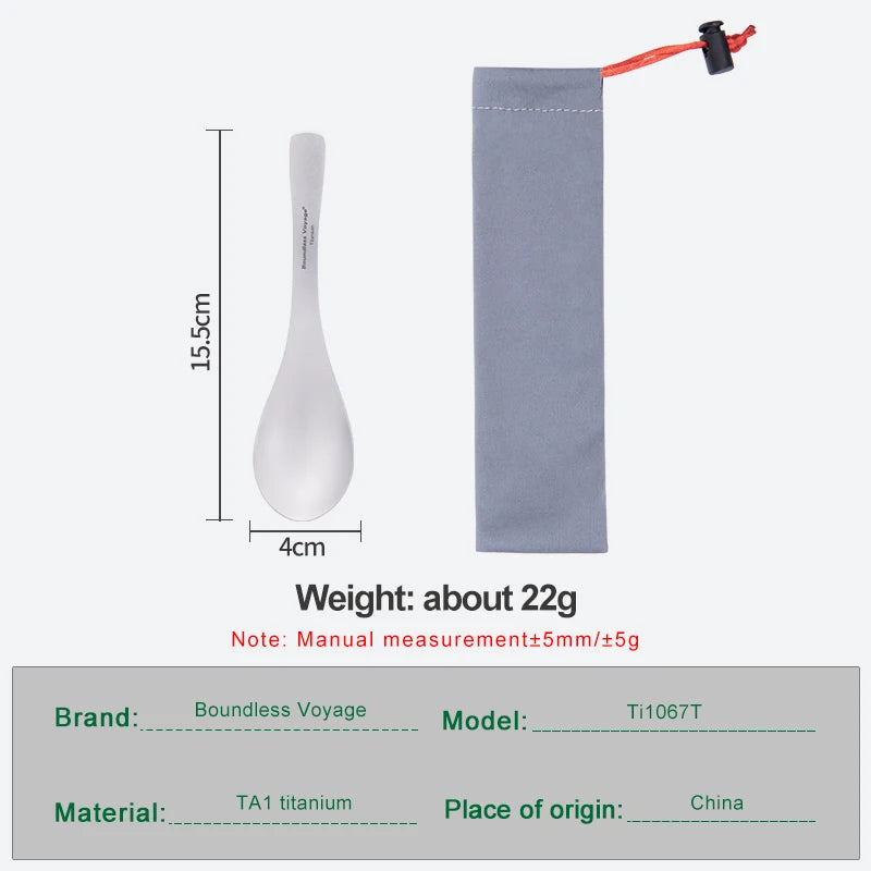 Boundless Voyage Titanium Spoon Carry Bag Outdoor Flatware
