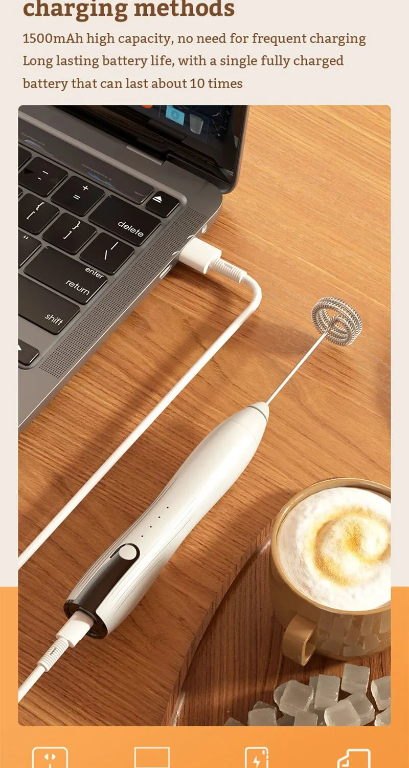 Mini Electric Milk Foamer Blender Wireless Coffee Whisk