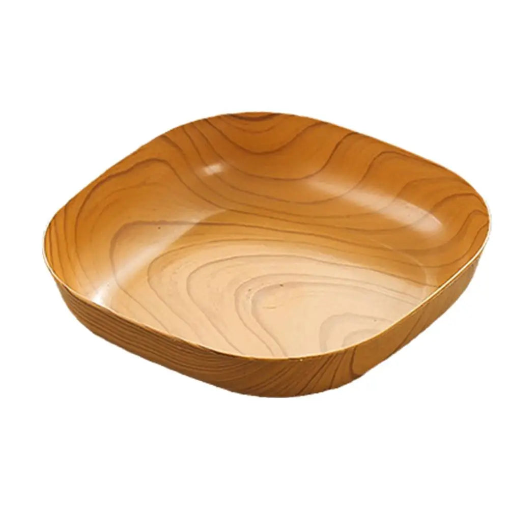 10pcs Japanese-Style Plastic Dish Simple Imitation Wood Grain