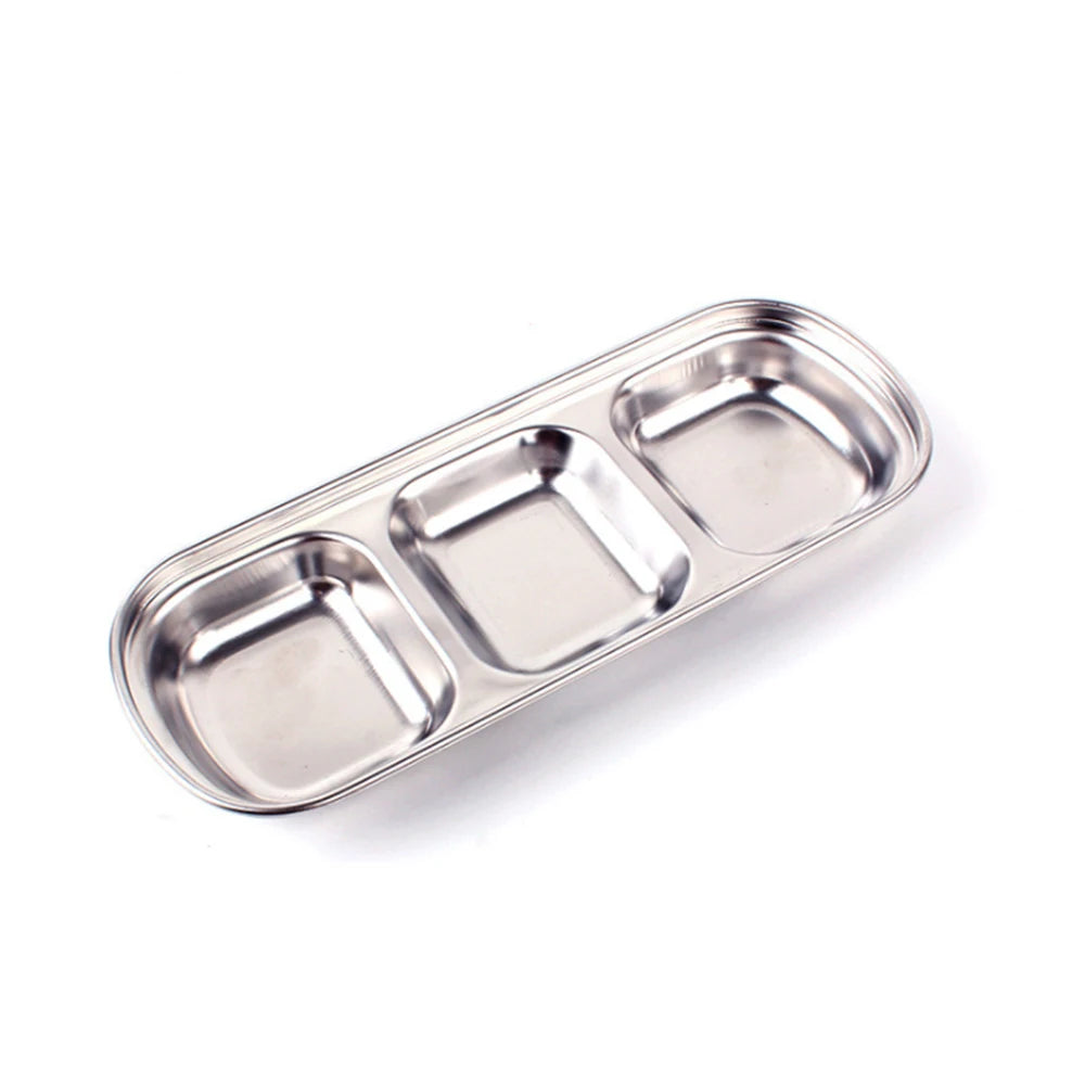 Stainless Steel Outdoor Barbecue Dipping Dish Multi-Grid