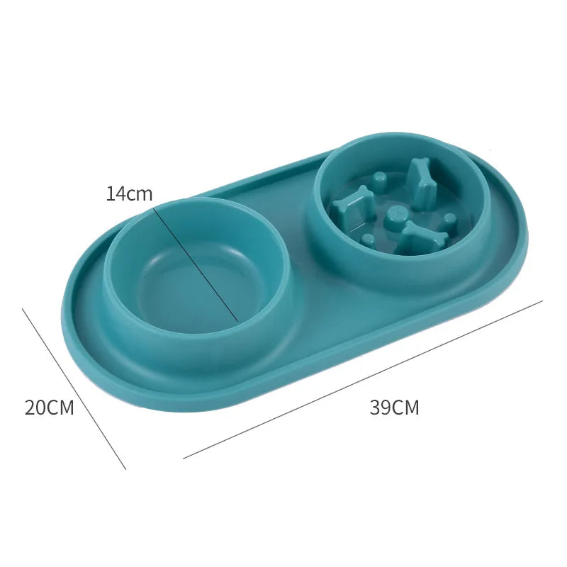Dog Double Bowl Silicone Mat Cat Pet Food