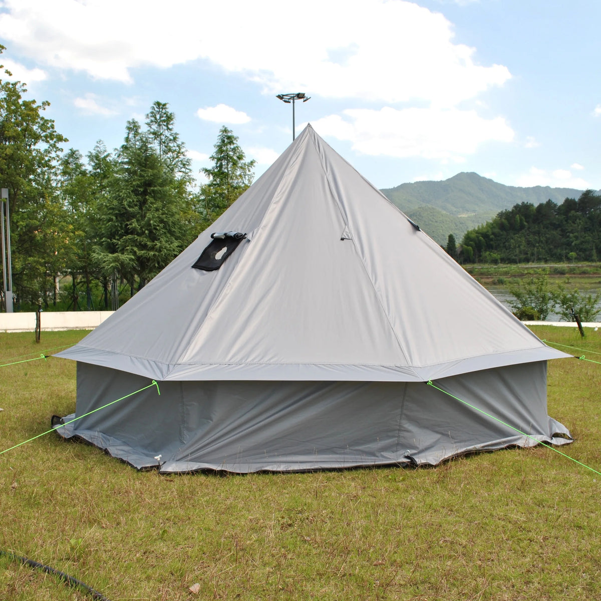 Person Large Pyramid Tent Four Seasons Camping Chimney