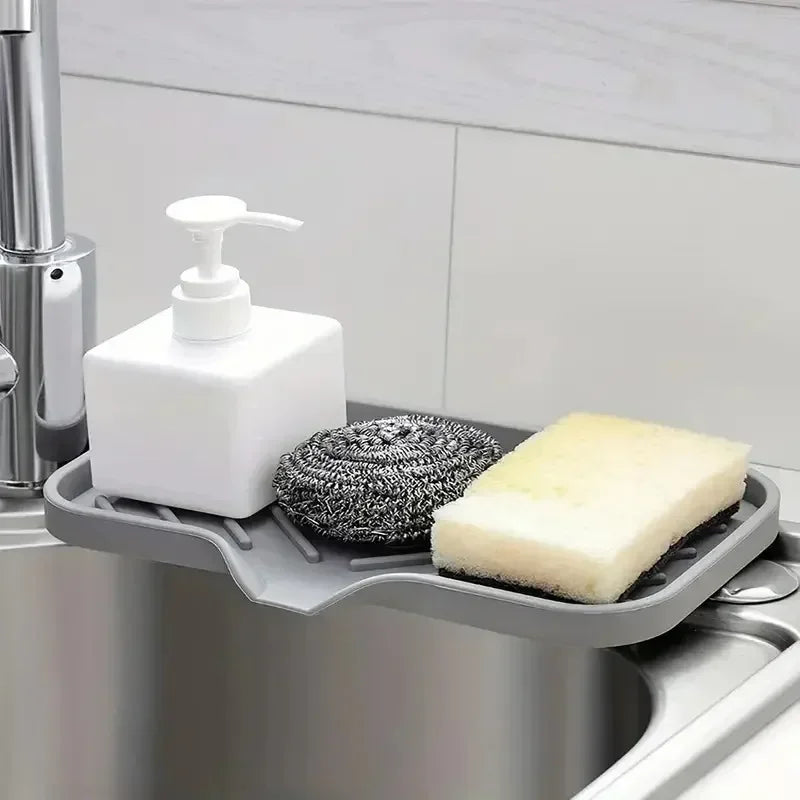 Sink Silicone Tray Drain Soap Sponge Storage Holder