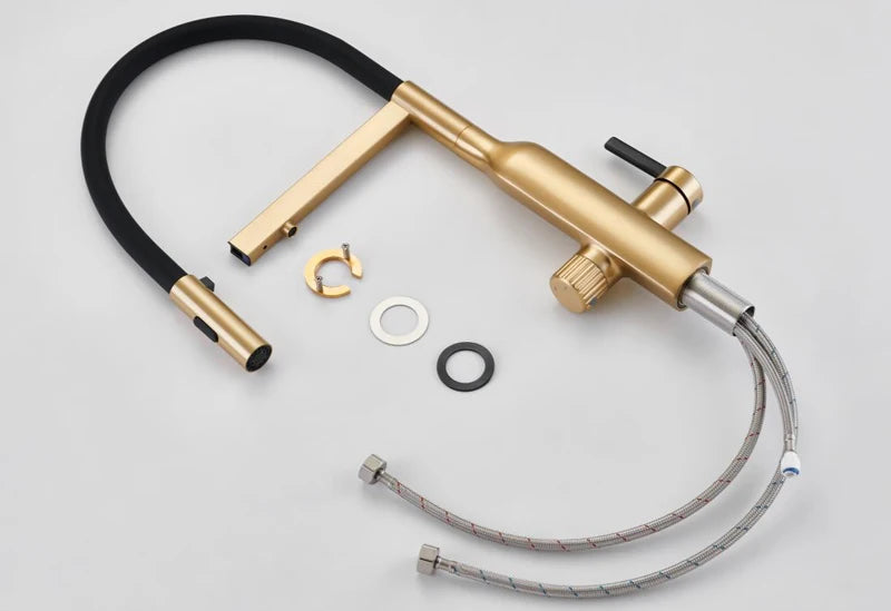 Shiny Rose Gold Brass Pull-Out Cold Water Hole