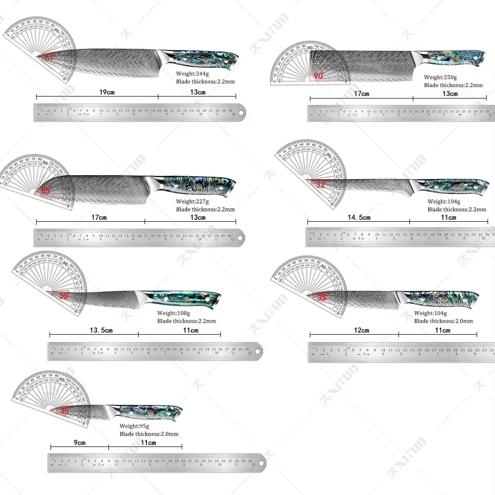 Xituo Damascus Steel Knife 1-5 Chef Knife Japanese